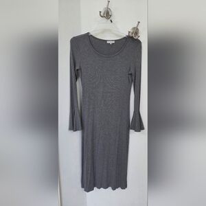 Elegant Gray Long Sleeve Dress